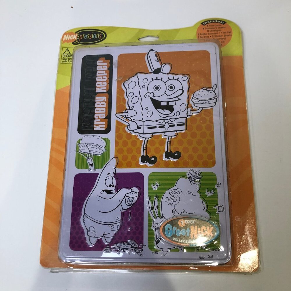 Vintage 2000s Spongebob Squarepants Stationery Kit Collectable Tin Nickelodeon